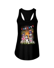 Siberian Husky America Ladies Flowy Tank thumbnail