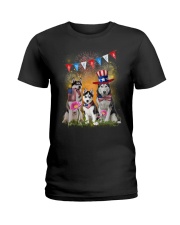 Siberian Husky America Ladies T-Shirt thumbnail