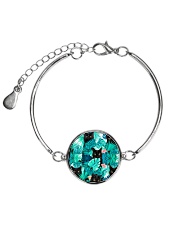 Cat Tropical Flowers Halloween Metallic Circle Bracelet thumbnail