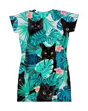 Cat Tropical Flowers Halloween All-over Dress back
