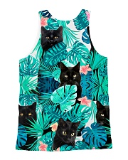 Cat Tropical Flowers Halloween All-over Unisex Tank back
