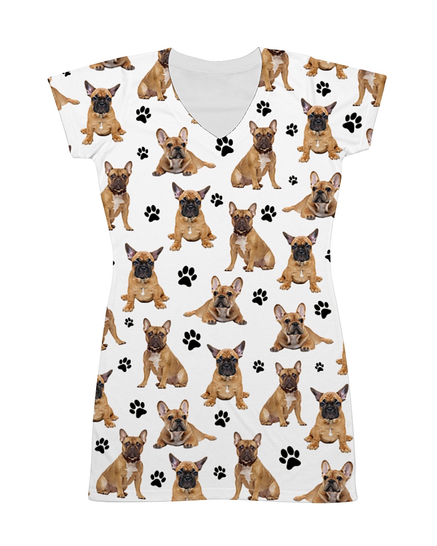 French Bulldog Pawprint All-over Dress