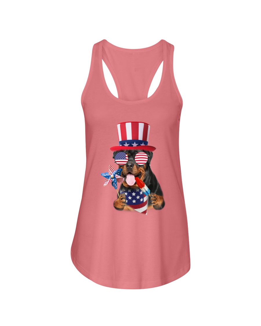 Independence Day Rottweiler Ladies Flowy Tank