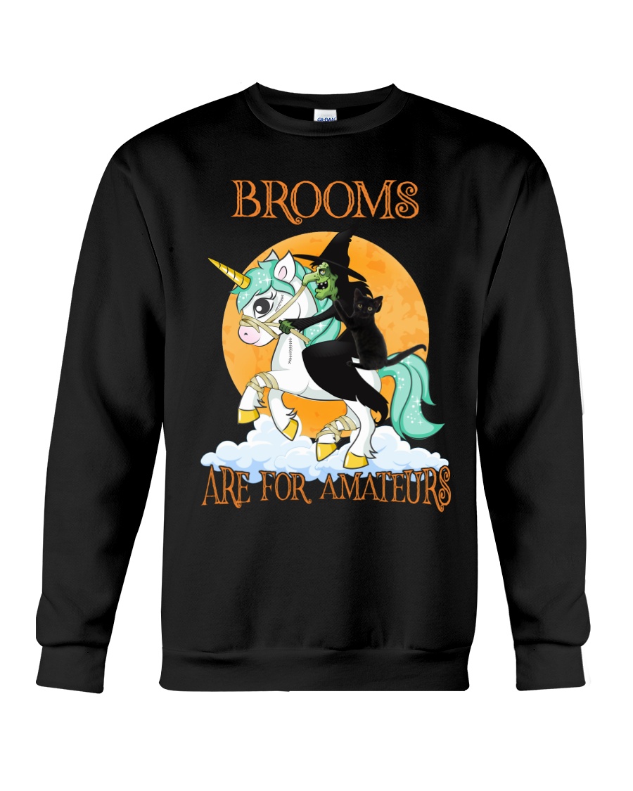 Black Cat Riding Witch Unicorn Crewneck Sweatshirt