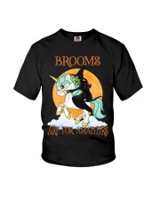 Black Cat Riding Witch Unicorn Youth T-Shirt thumbnail