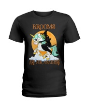 Black Cat Riding Witch Unicorn Ladies T-Shirt thumbnail