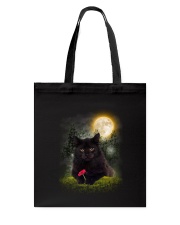 Black Cat Flower Tote Bag thumbnail