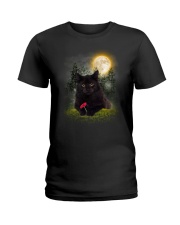 Black Cat Flower Ladies T-Shirt thumbnail