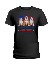 4th July Bulldog Ladies T-Shirt thumbnail