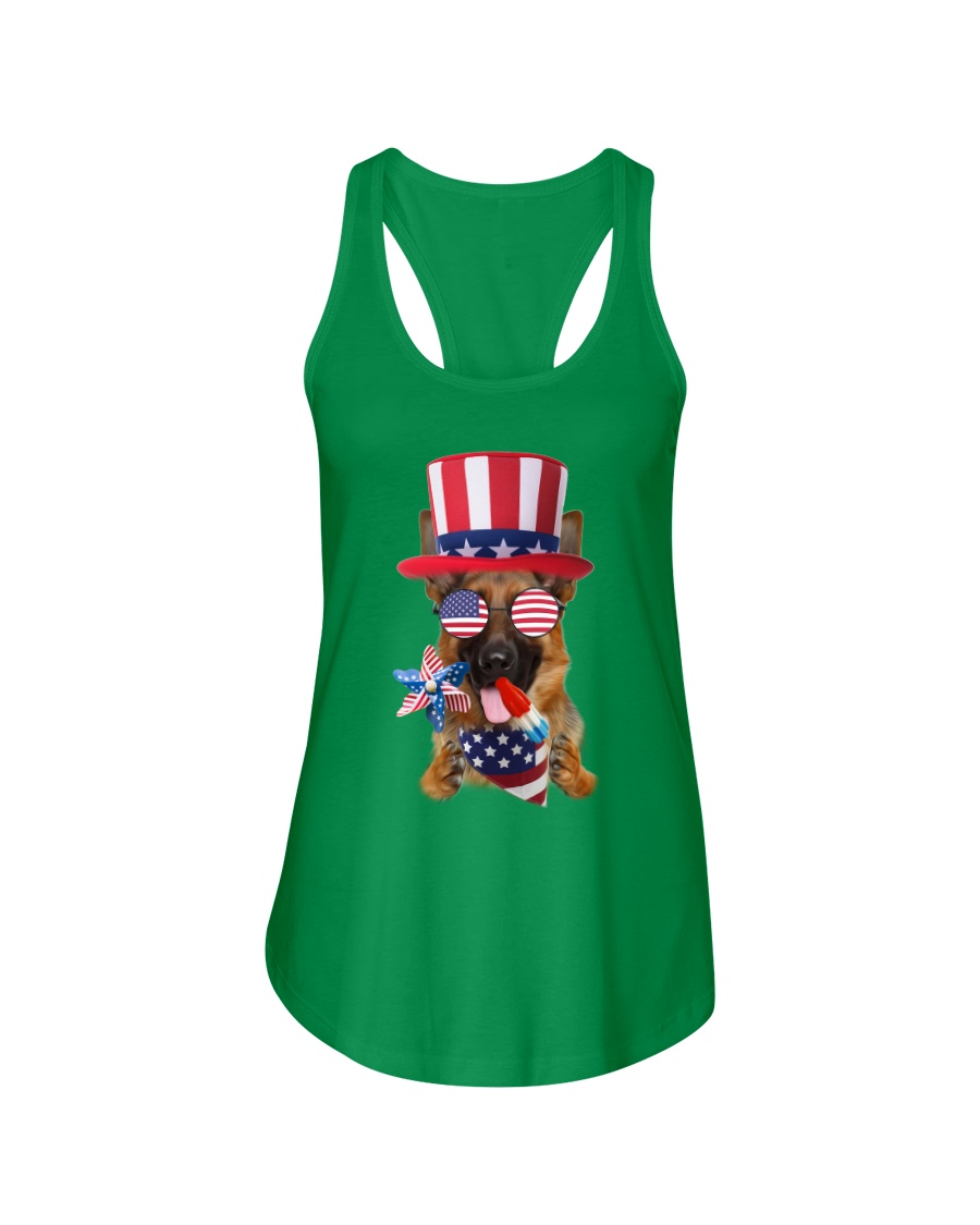 Independence Day German Shepherd Ladies Flowy Tank