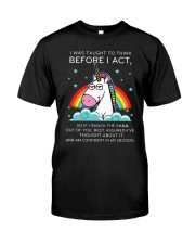 Think Before Act Unicorn Classic T-Shirt thumbnail