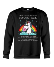 Think Before Act Unicorn Crewneck Sweatshirt thumbnail
