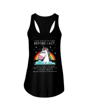 Think Before Act Unicorn Ladies Flowy Tank thumbnail