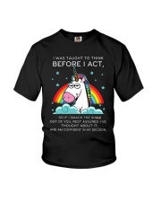 Think Before Act Unicorn Youth T-Shirt thumbnail