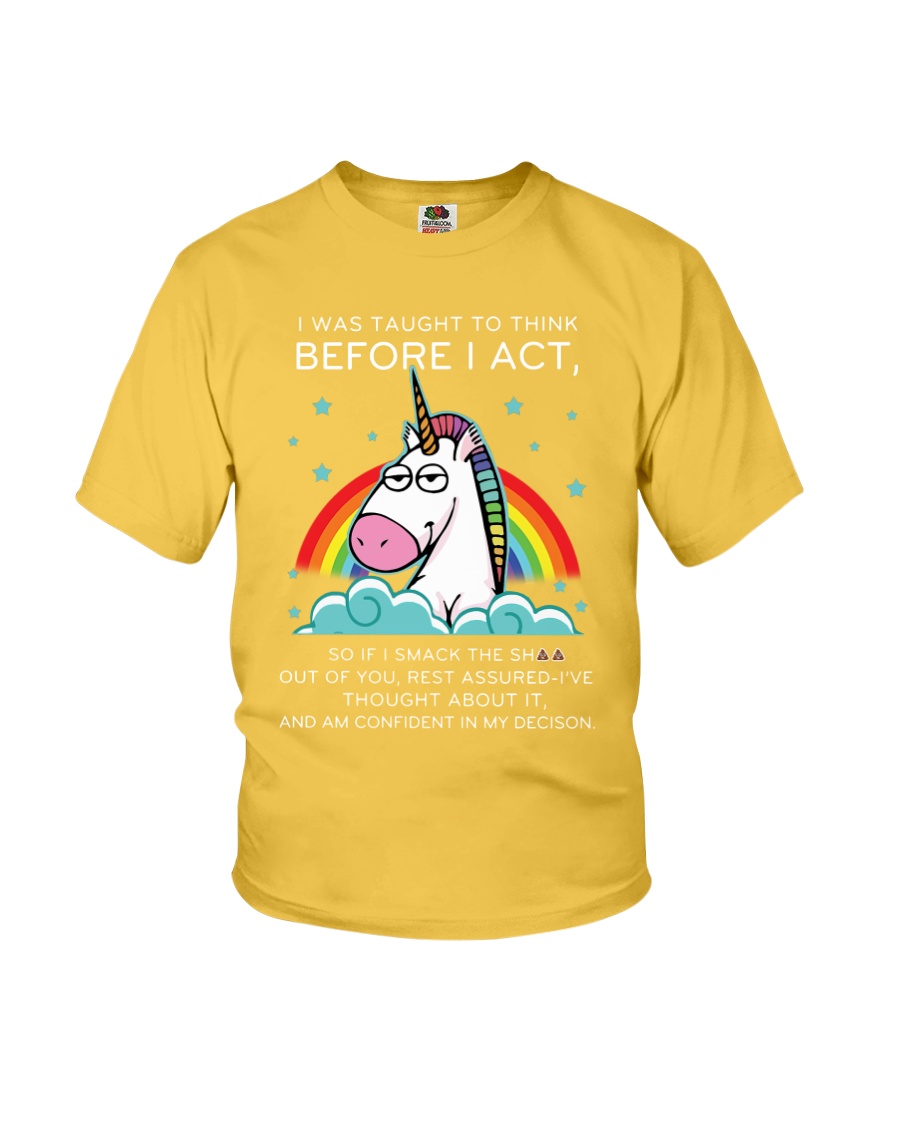 Think Before Act Unicorn Youth T-Shirt