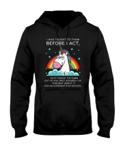 Think Before Act Unicorn Hooded Sweatshirt thumbnail