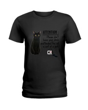 Black Cat Attention Ladies T-Shirt thumbnail