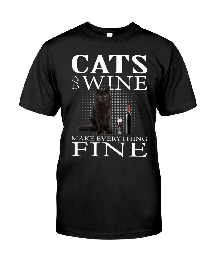 Cat And Wine Classic T-Shirt