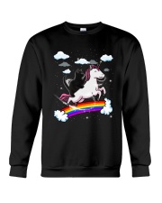 Black Cat Riding Unicorn Crewneck Sweatshirt thumbnail