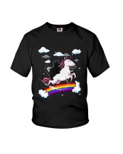 Black Cat Riding Unicorn Youth T-Shirt thumbnail