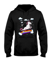 Black Cat Riding Unicorn Hooded Sweatshirt thumbnail