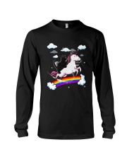 Black Cat Riding Unicorn Long Sleeve Tee thumbnail