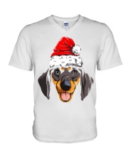 Santa Dachshund Christmas Long Sleeve T-Shirt V-Neck T-Shirt thumbnail