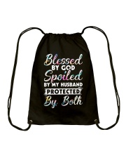 BLESSED BY GOD SPOILED BY MY HUSBAND Drawstring Bag tile