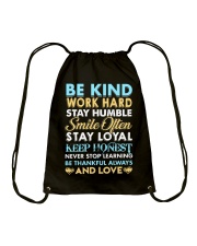 Be kind work hard stay humble smile often Drawstring Bag tile
