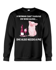 A woman can not survive alone she needs a pig Crewneck Sweatshirt thumbnail