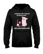 A woman can not survive alone she needs a pig Hooded Sweatshirt thumbnail