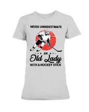 Old lady with a hockey stick Premium Fit Ladies Tee thumbnail