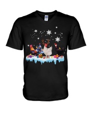 Three Chickens Christmas V-Neck T-Shirt tile