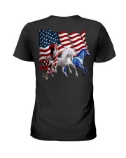 Horse Girl American Flag Back Ladies T-Shirt tile