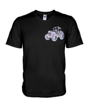 Trackers Back The Blue 2 Sides V-Neck T-Shirt tile