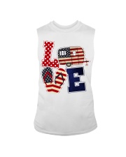 Love camping american flag Sleeveless Tee tile
