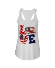 Love camping american flag Ladies Flowy Tank tile