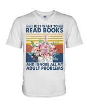 Book I Just Want To Read Books V-Neck T-Shirt tile