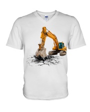 Excavator Back In The Days V-Neck T-Shirt tile
