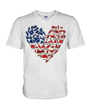 Teacher Independen Day V-Neck T-Shirt tile