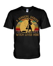 Retro Sun A Magical Garden Witch V-Neck T-Shirt tile