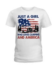 Just A Girl Who Loves Camping Independence Day Ladies T-Shirt tile