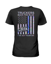 Trucker Back The Blue Back 2 Side Ladies T-Shirt tile
