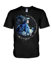 Black Cat In A World V-Neck T-Shirt tile