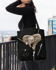 Elephant Black Leather All-over Tote aos-all-over-tote-lifestyle-front-05