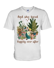 And She Lived Happily Ever After Girl-Garden V-Neck T-Shirt tile