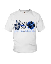 Peace Love Back The Blue Rose Youth T-Shirt tile