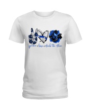 Peace Love Back The Blue Rose Ladies T-Shirt tile