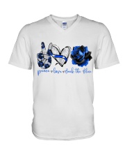 Peace Love Back The Blue Rose V-Neck T-Shirt tile