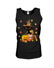 Black Cat Halloween Pumpkin Unisex Tank tile